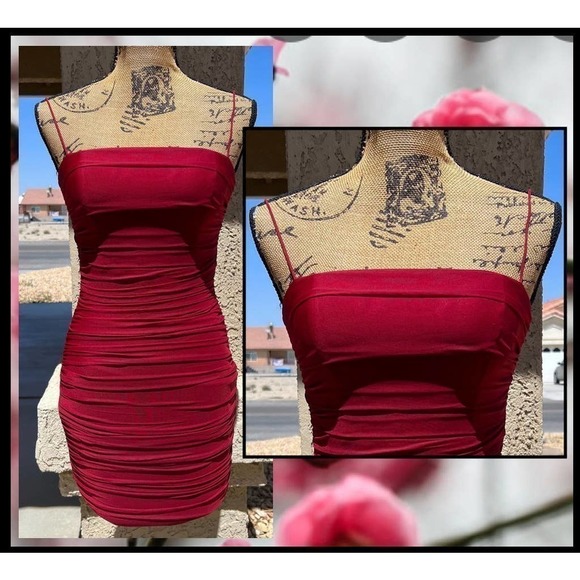 Princess Polly TARA BodyCon Mini Dress Burgundy US Size 4 - Picture 2 of 7
